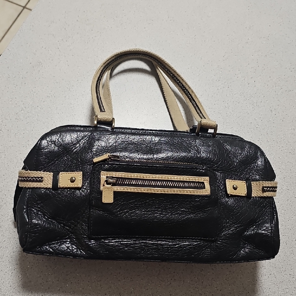 Paule Ka Soft Buttery Leather Bag With Tan Trim‎ Elegant  Handbag